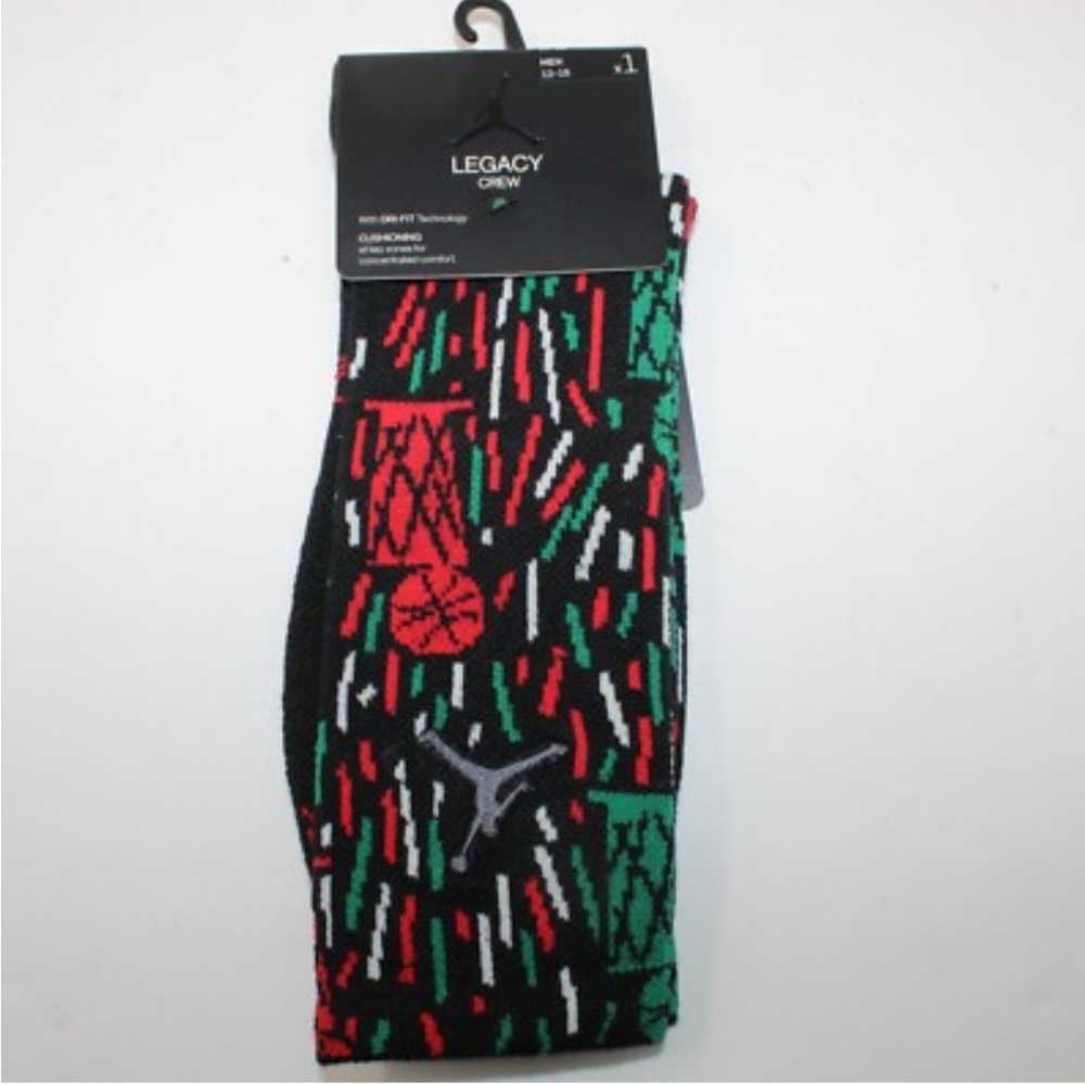 Legacy Men's Crew Socks - Black, Red, Green Pattern